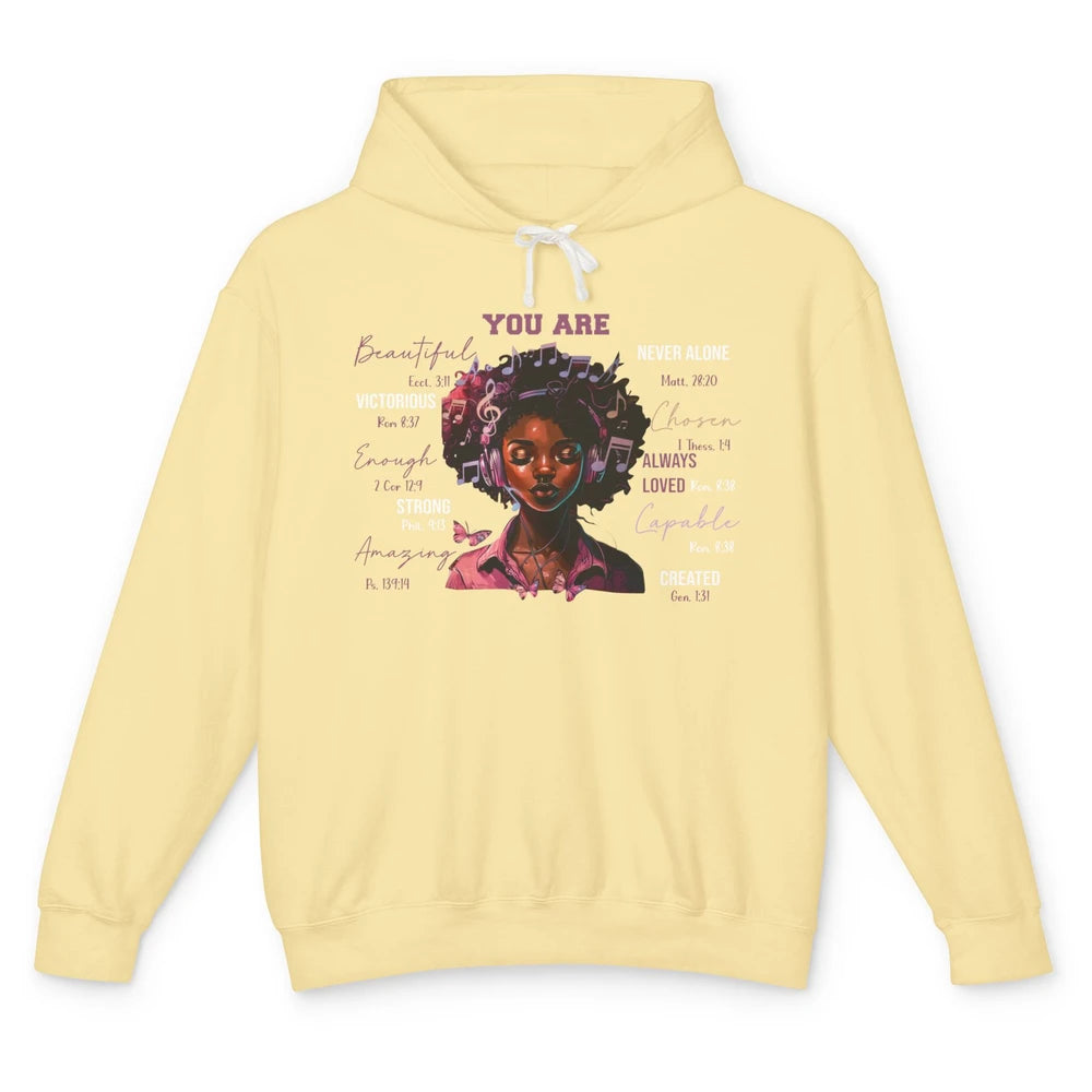 Black Girl Christian God Says I Am Bible Verse Religious Unisex Lightweight Hoodie