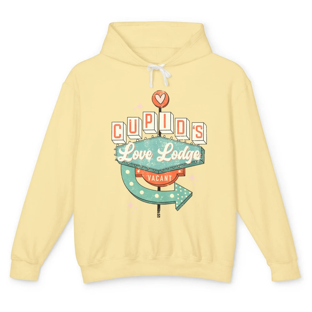 Retro Valentines Cupid's Love Lodges Funny Couples Valentine Unisex Lightweight Hoodie