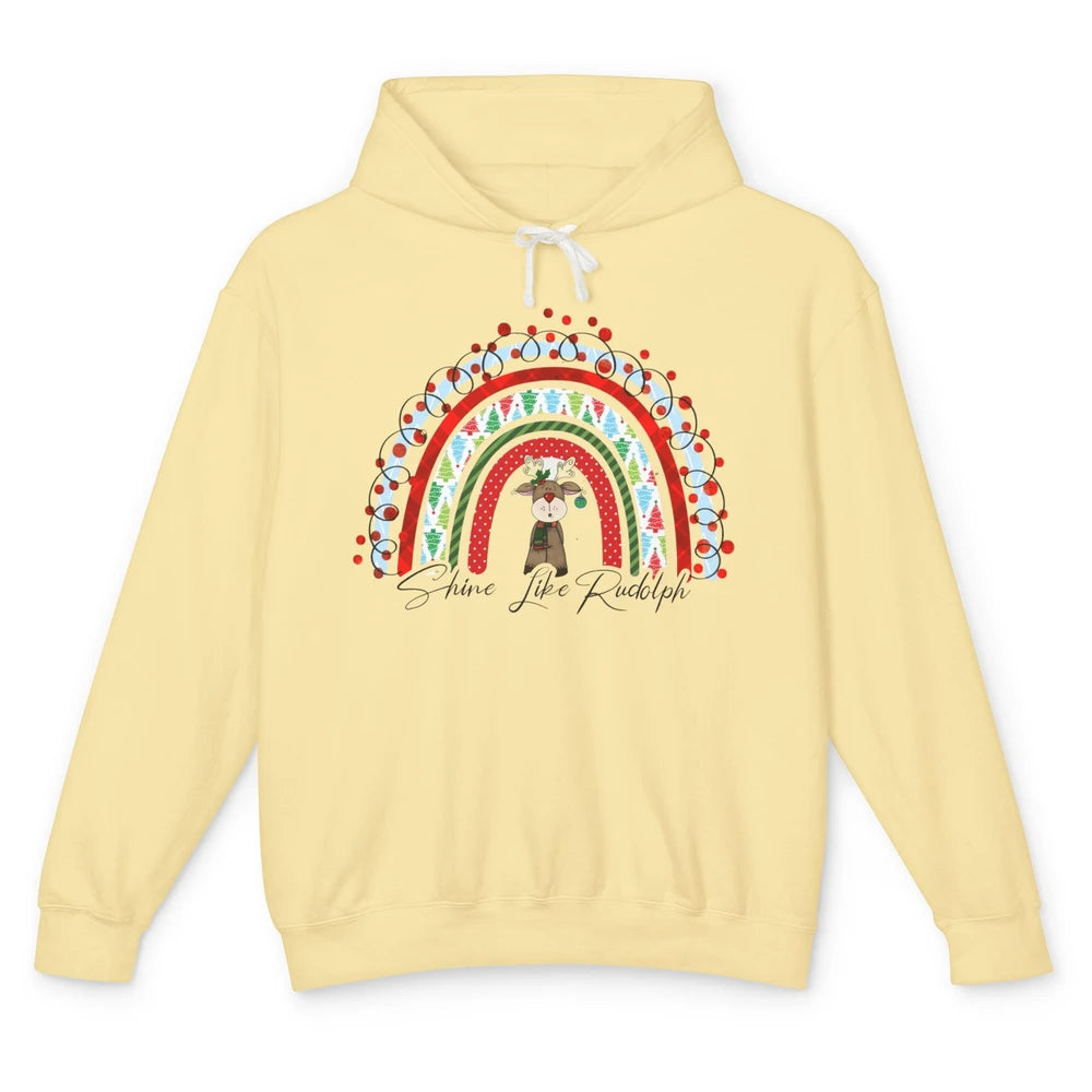 Boho Christmas Tree Rainbow Shine Like Reindeer Christmas Unisex Lightweight Hoodie