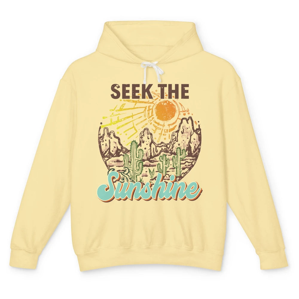 Retro Desert Cactus Seek The Sunshine Western Country Girls Unisex Lightweight Hoodie