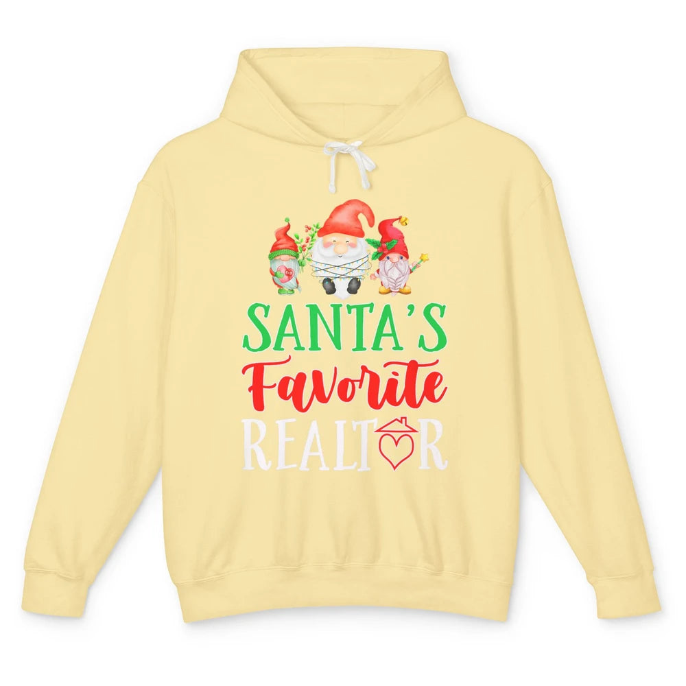 Christmas Xmas Gnomes Santa Favorite Realtor Real Estate Unisex Lightweight Hoodie