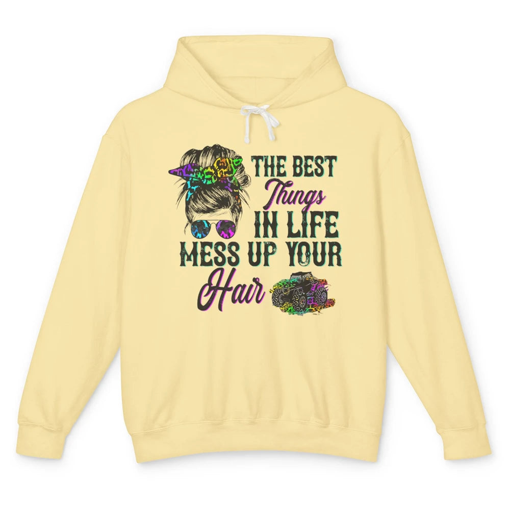 Messy Bun Mess Up Hair UTV SXS Life Rider Offroad Leopard Unisex Lightweight Hoodie