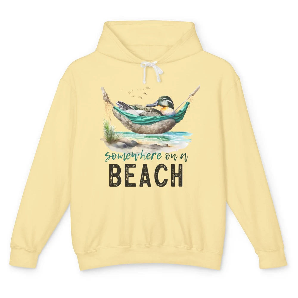 Mallard Duck Somewhere On A Beach Funny Duck Hunting Summer Unisex Lightweight Hoodie