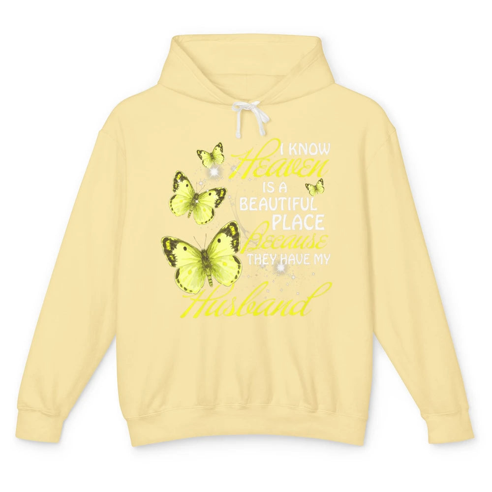 Heaven Beautiful Place They Have My Husband Butterfly Angel Unisex Lightweight Hoodie