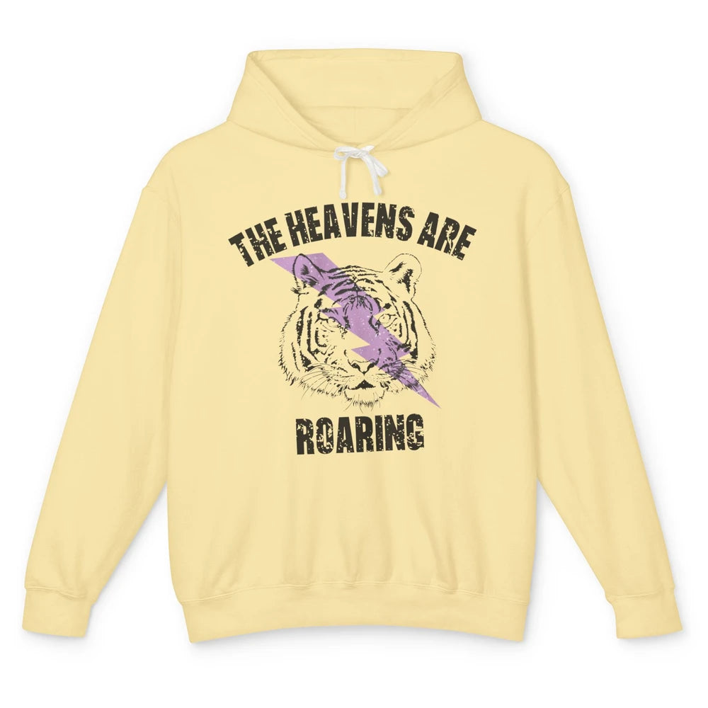 Lion Lightning Bolt Heavens Are Roaring Christian Catholic Unisex Lightweight Hoodie