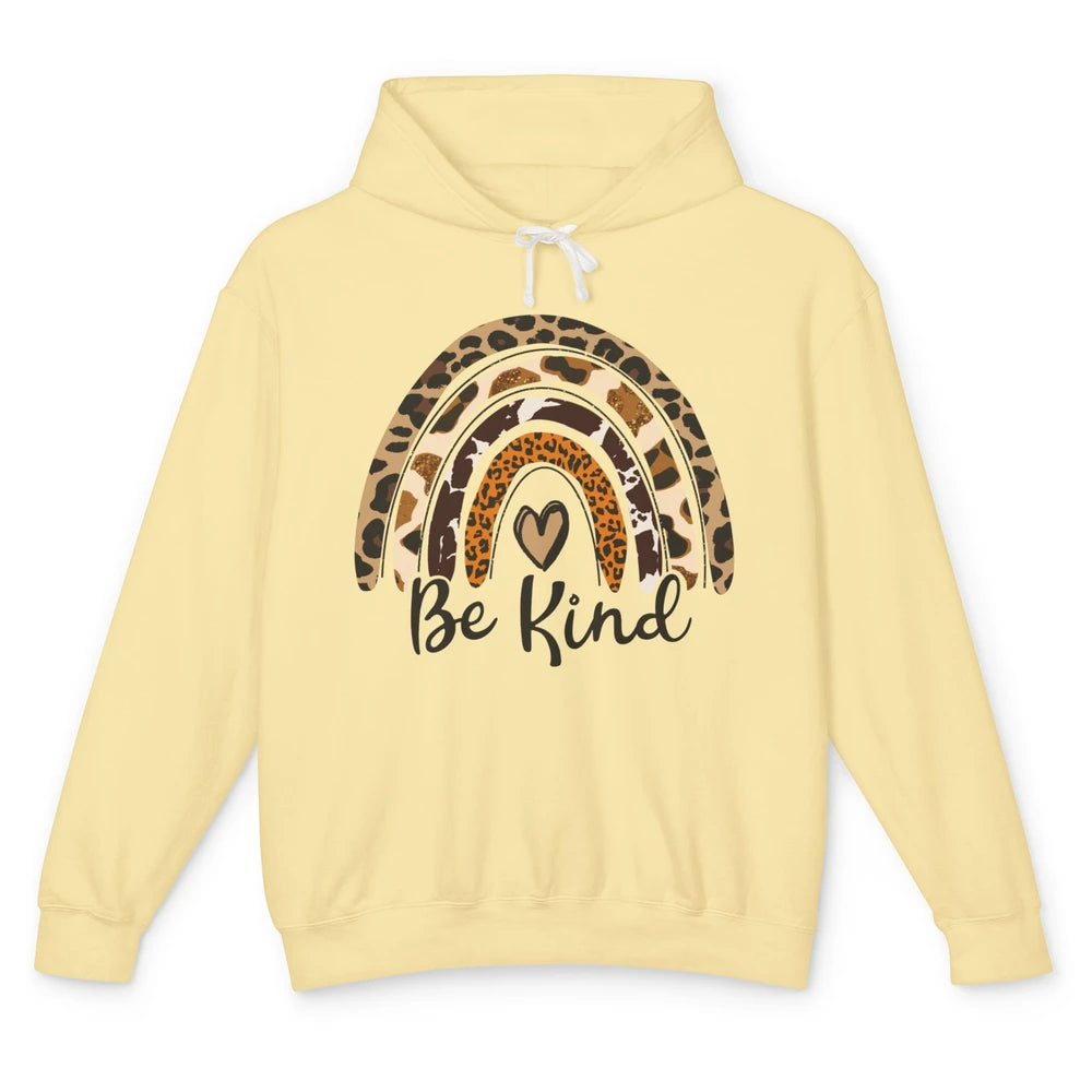 Be Kind Leopard Rainbow Cheetah Rainbow Cute Heart Love Unisex Lightweight Hoodie