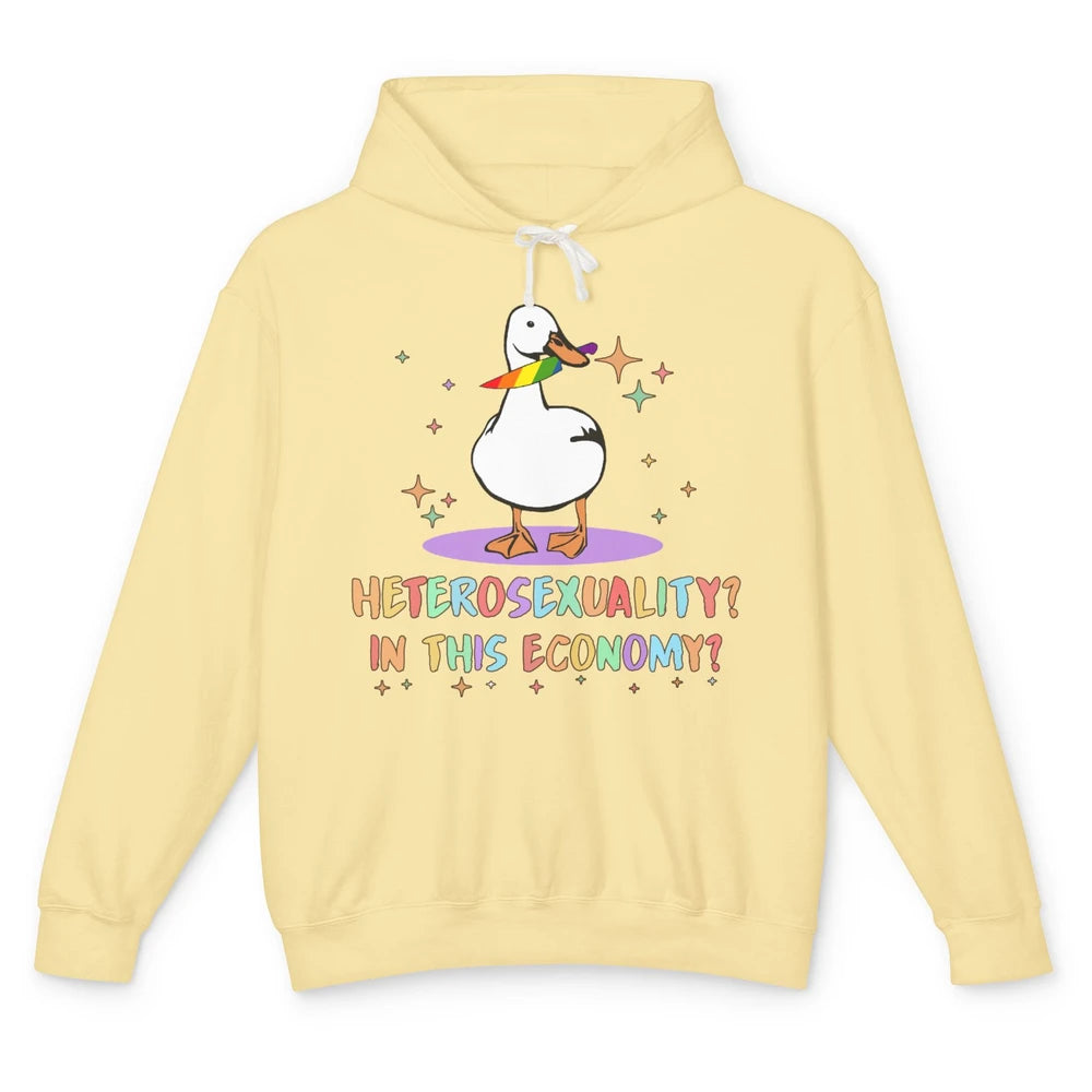 Heterosexuality In This Economy LGBT Goose Rainbow Gay Pride Unisex Lightweight Hoodie