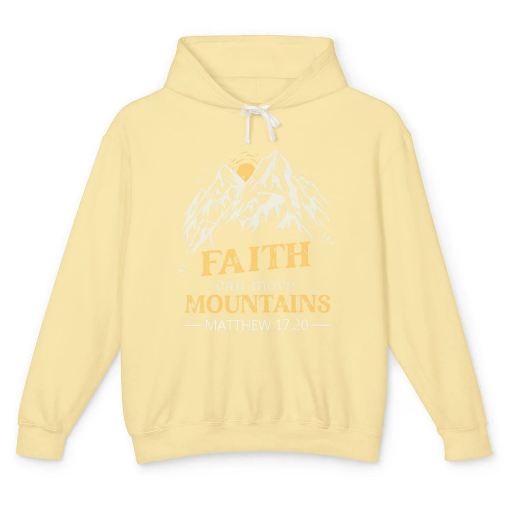 Faith Move Mountains Retro Jesus Christian Cross Bible Verse Unisex Lightweight Hoodie