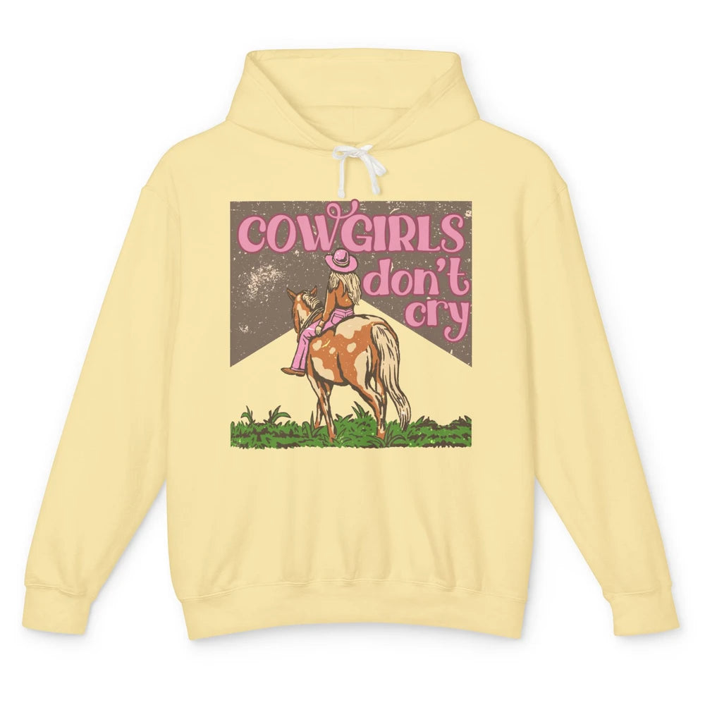 Retro Cowgirls Don't Cry Pink Horseback Rider Western Cowboy Unisex Lightweight Hoodie