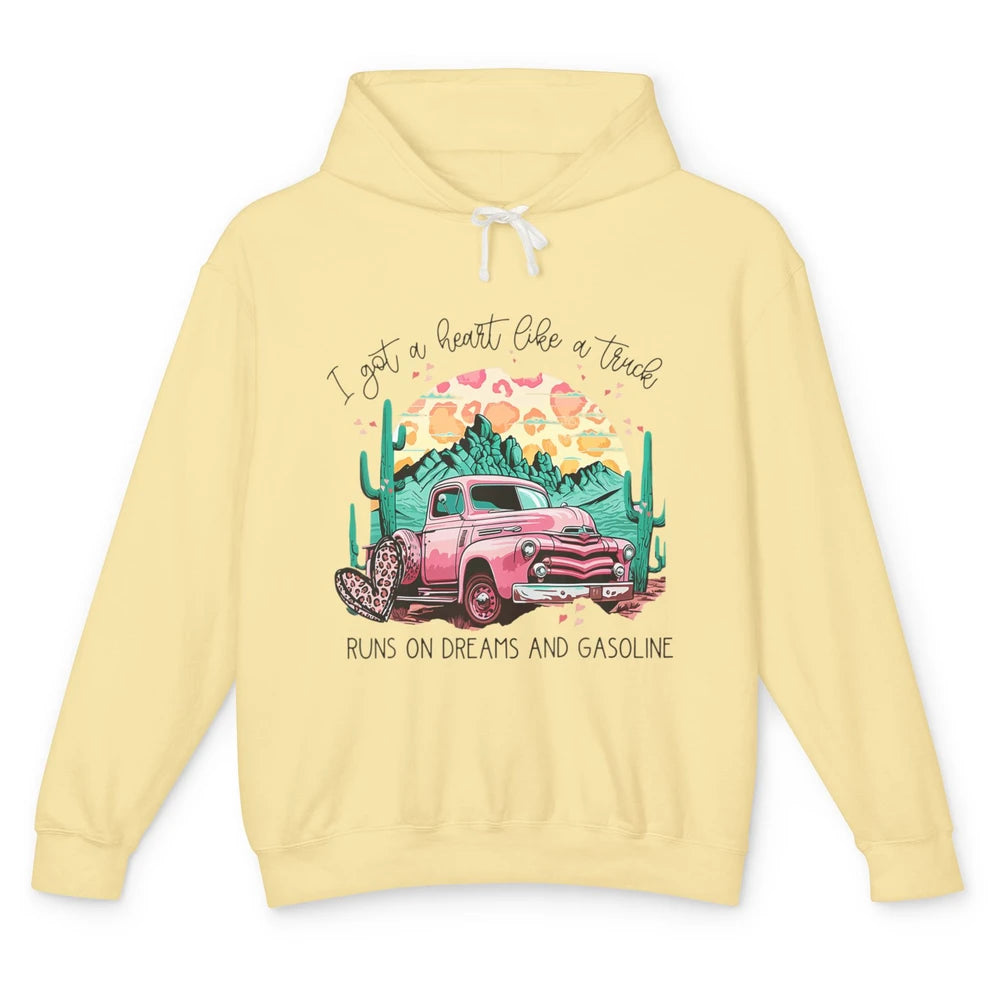 Western Sunset Cowgirl I Got Heart Like Truck Rodeo Cactus Unisex Lightweight Hoodie