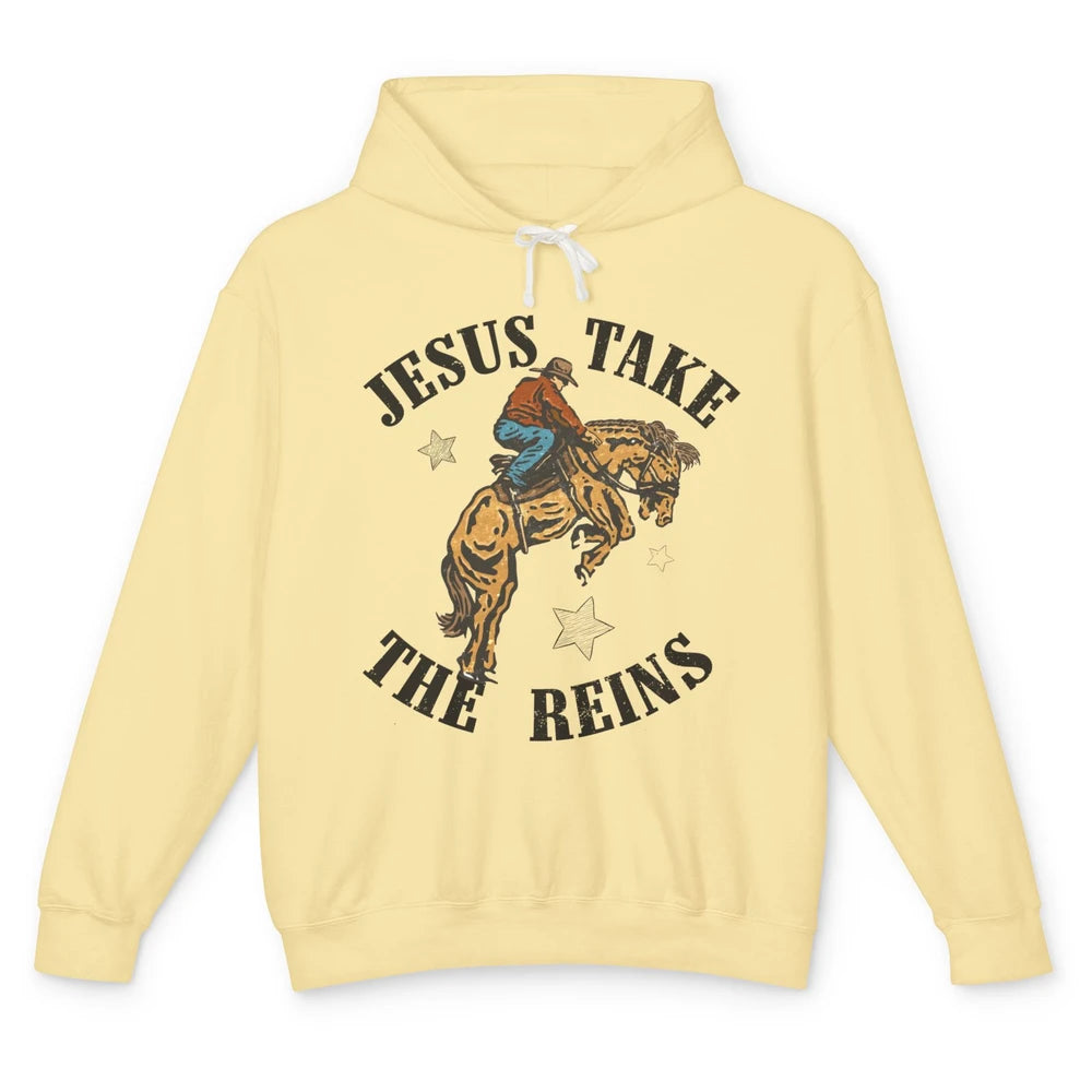 Rodeo Cowboy Horsing Jesus Take the Reins Western Country Unisex Lightweight Hoodie