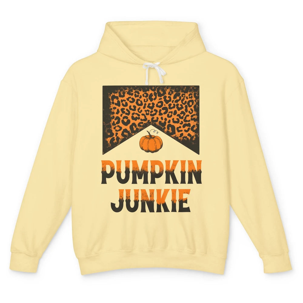 Retro Pumpkin Junkie Leopard Thanksgiving Western Country Unisex Lightweight Hoodie