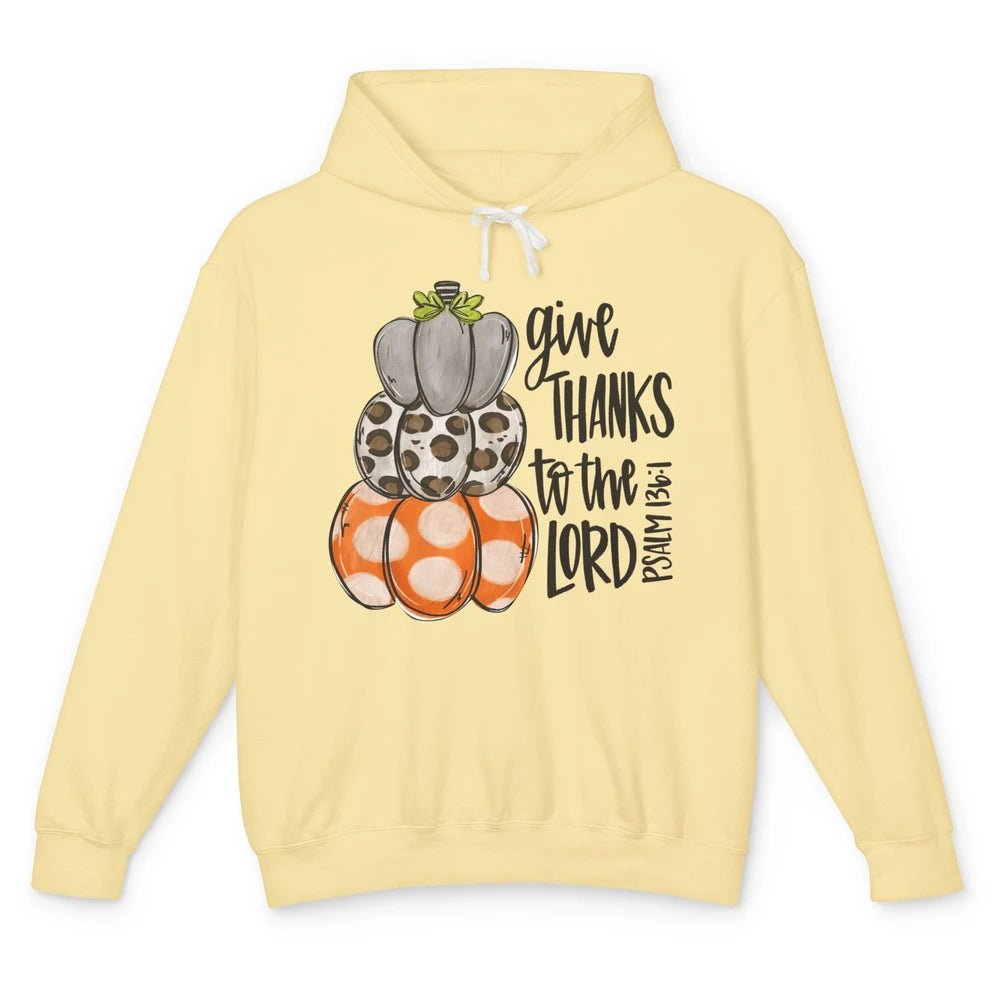 Retro Pumpkin Give Thanks To The Lord Christian Thanksgiving Unisex Lightweight Hoodie