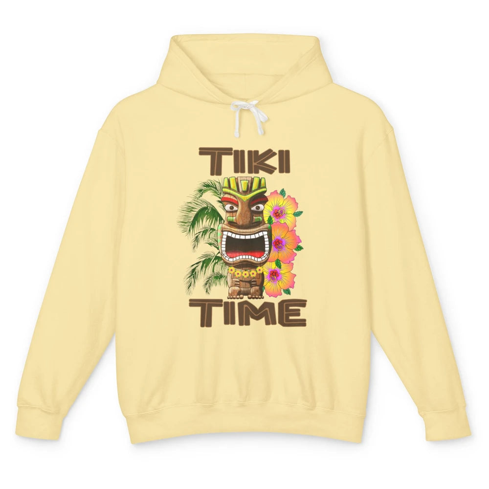 Aloha Flower Luau Tiki Time Hawaii Palm Tree Paradise Beach Unisex Lightweight Hoodie