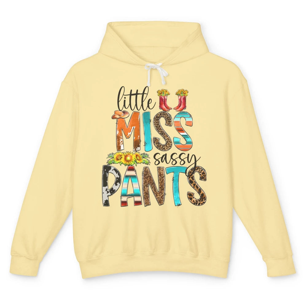 Sunflower Cowgirl Boots Hat Little Miss Sassy Pants Western Unisex Lightweight Hoodie