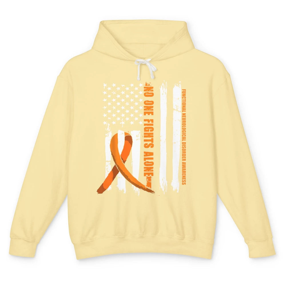 Functional Neurological Disorder FND Orange Ribbon US Flag Unisex Lightweight Hoodie