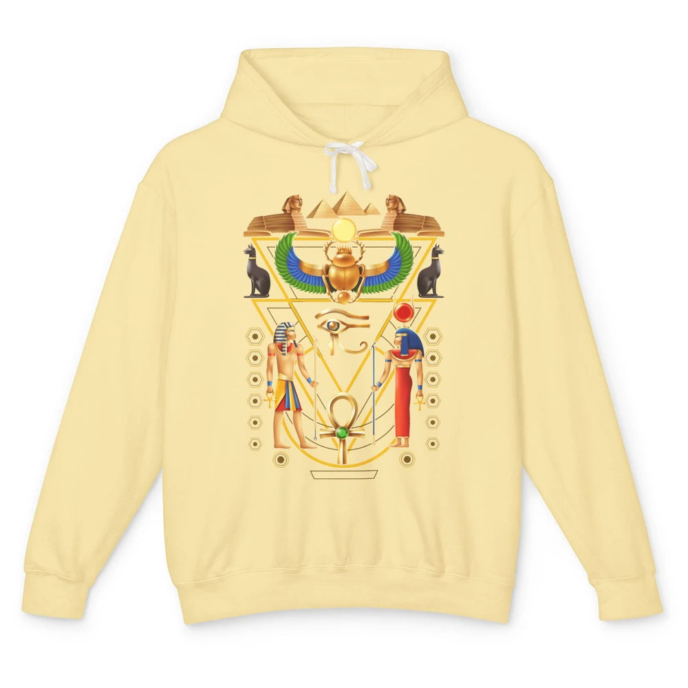 Cool Ancient Egyptian Culture Scarab Artifact Ankh Horus Eye Unisex Lightweight Hoodie