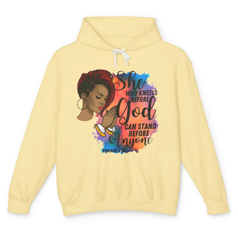 She Who Kneels Before God Praying Religious Christian Afro Unisex Lightweight Hoodie