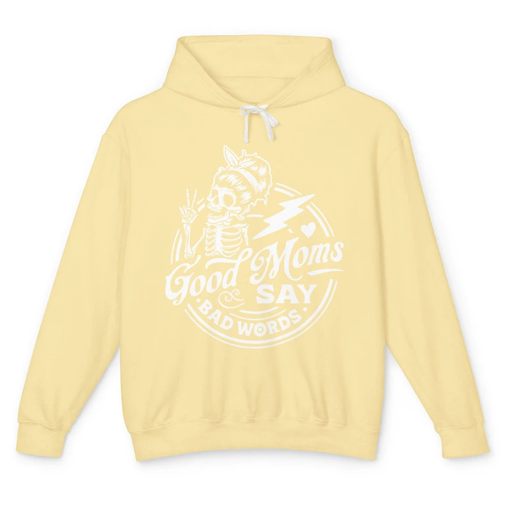 Funny Skeleton Good Moms Say Bad Words Western Country Mom Unisex Lightweight Hoodie