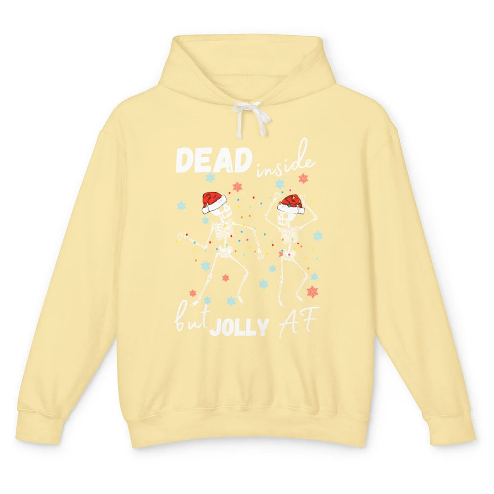 Dancing Skeleton Dead Inside But Jolly AF Christmas Costume Unisex Lightweight Hoodie