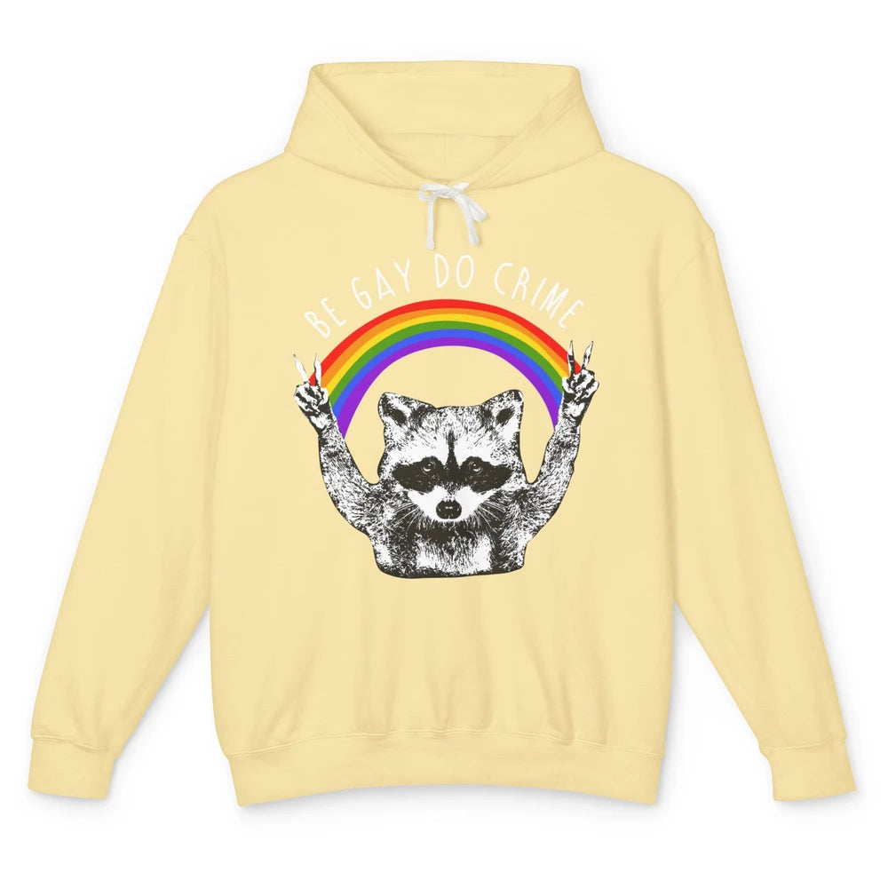 Funny Raccoon Be Gay Do Crime Rainbow LGBTQ Pride Gay Racoon Unisex Lightweight Hoodie