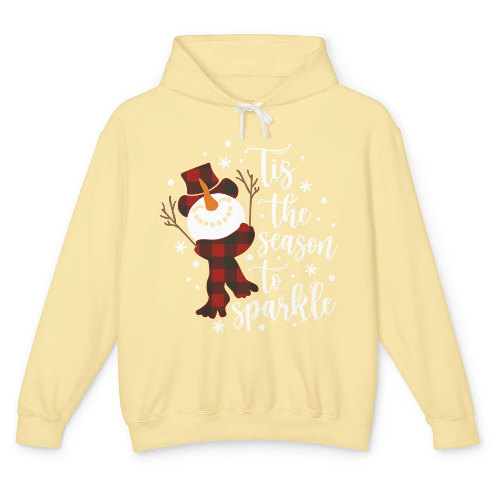 Funny Snowman Tis The Season To Sparkle Merry Christmas Unisex Lightweight Hoodie