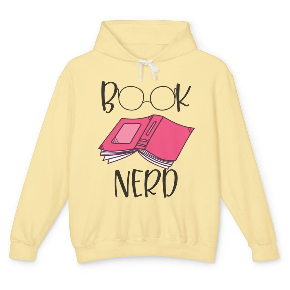 Funny Book Lovers Book Nerd Reading Glasses Librarian Girl Unisex Lightweight Hoodie