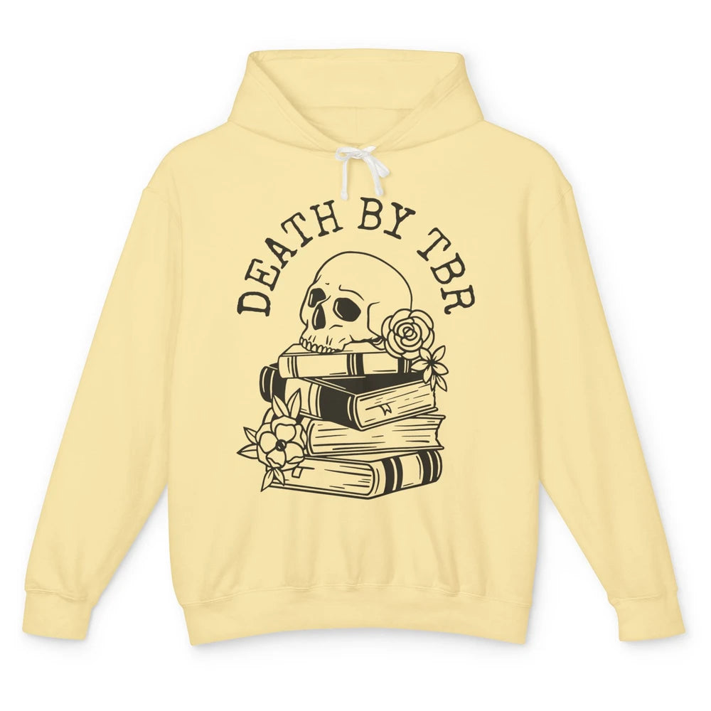 Floral Skull Books Death By TBR Book Reading Lovers Unisex Lightweight Hoodie