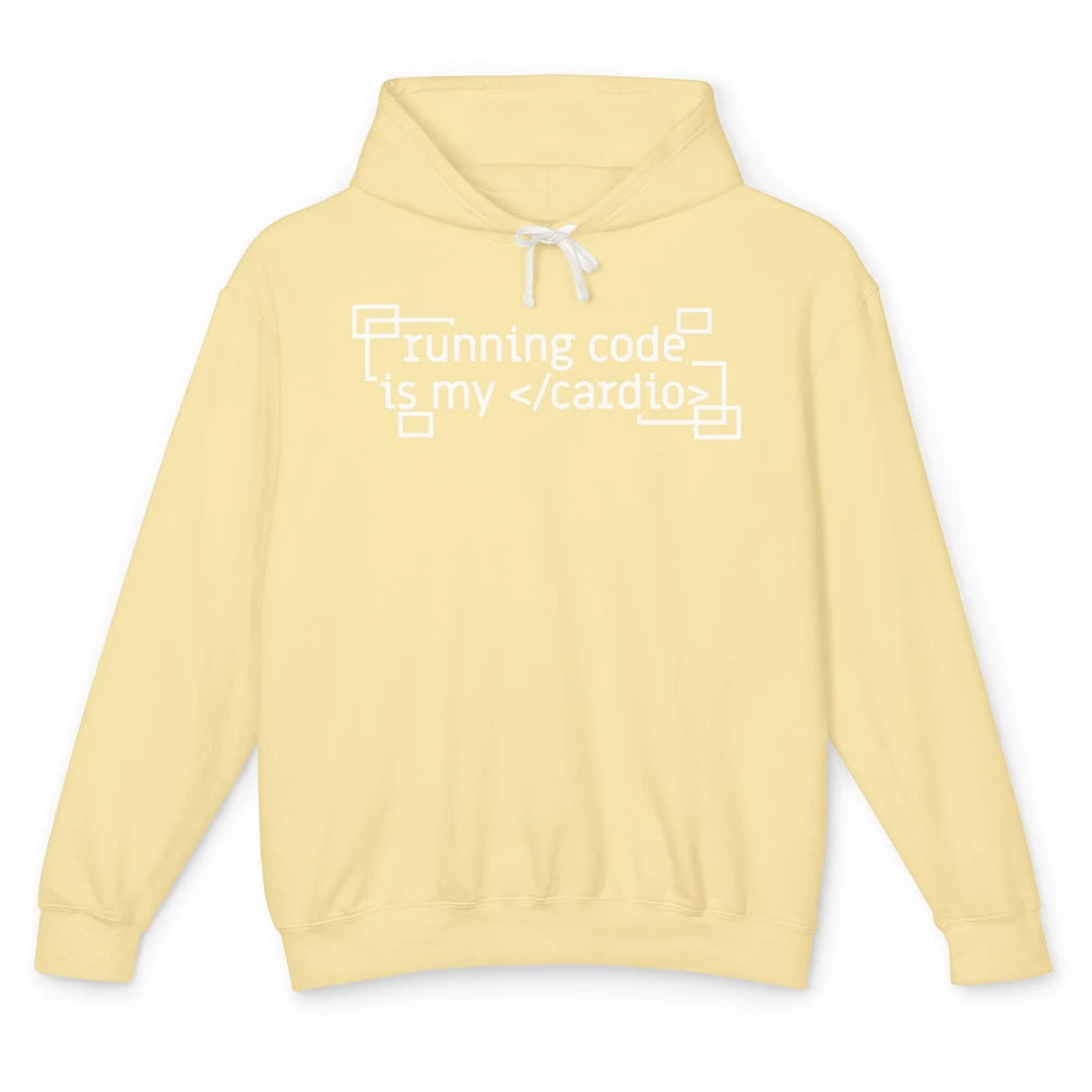 Funny Coder Running Code Is My Programmer Computer Science Unisex Lightweight Hoodie