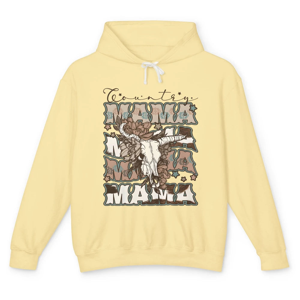 Floral Boho Bull Skull Country Mama Desert Spirit Western Unisex Lightweight Hoodie