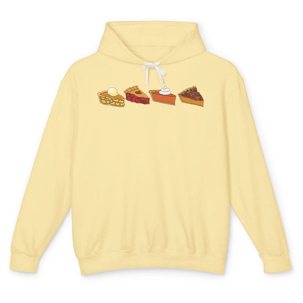 Retro Thanksgiving Pies Pumpkin Pie Pecan Pie Apple Pie Fall Unisex Lightweight Hoodie