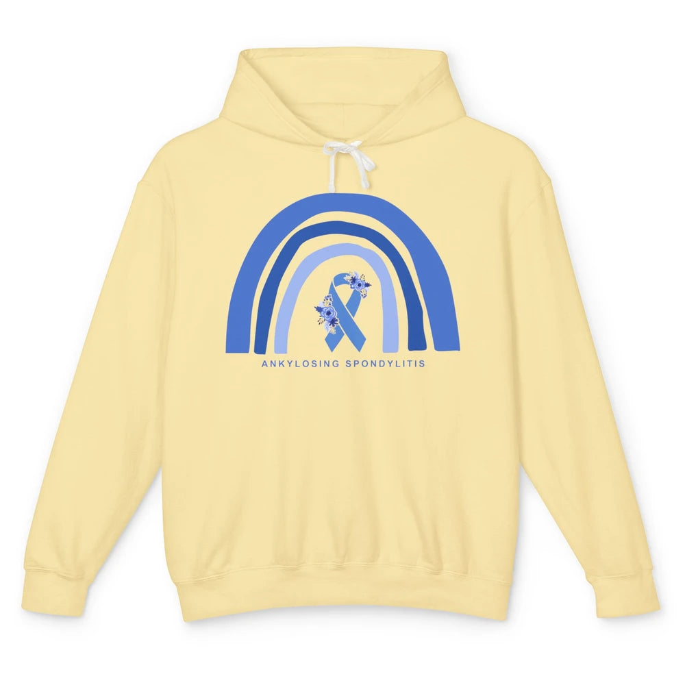 Ankylosing Spondylitis Awareness Support Floral Blue Ribbon Unisex Lightweight Hoodie