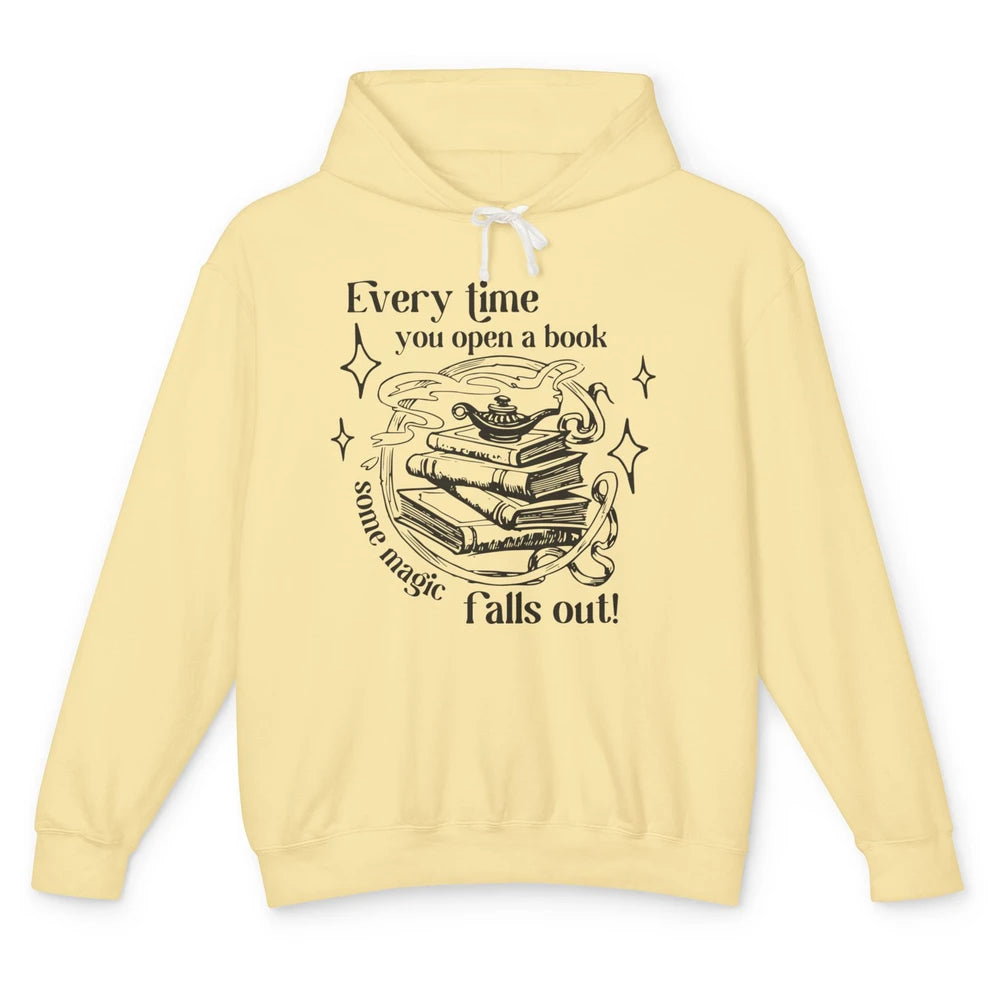 Every Time You Open Book Magic Falls Out Bookish Aesthetic Unisex Lightweight Hoodie