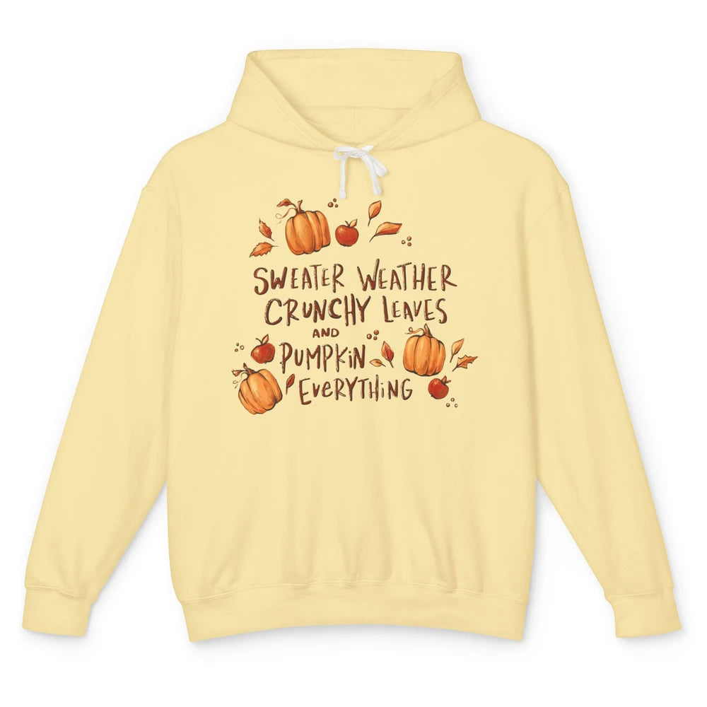 Sweater Weather Crunchy Leave Pumpkin Everythin Western Fall Unisex Lightweight Hoodie