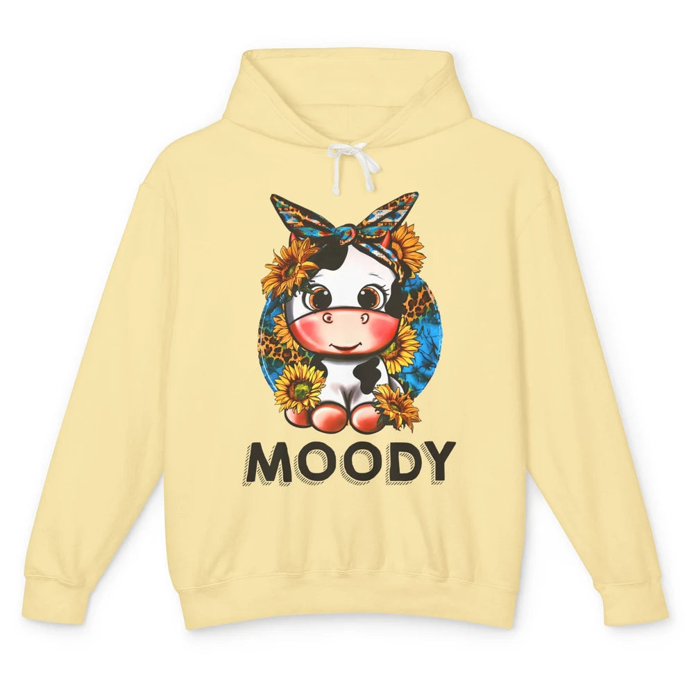 Sunflower Baby Cow Moody Highland Cow Heifer Western Cattle Unisex Lightweight Hoodie