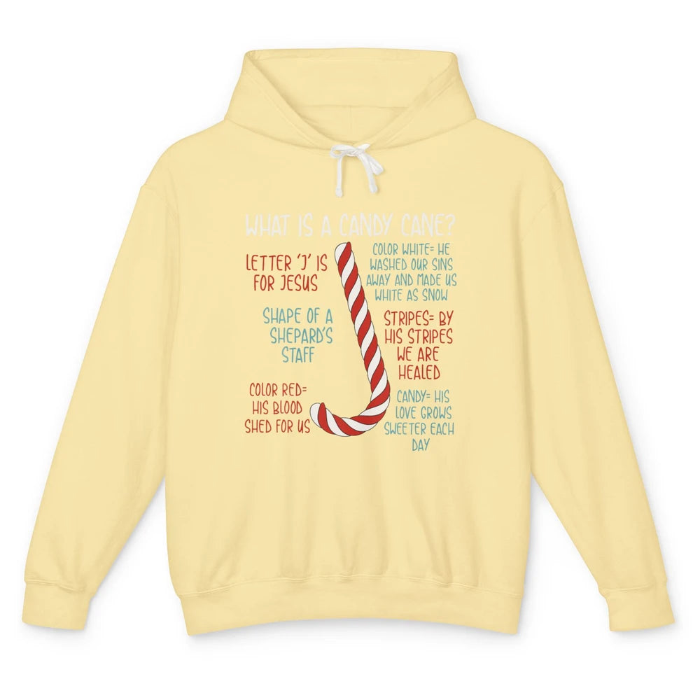 Merry Christmas Candy Cane Xmas Sayings Believe Faith Jesus Unisex Lightweight Hoodie