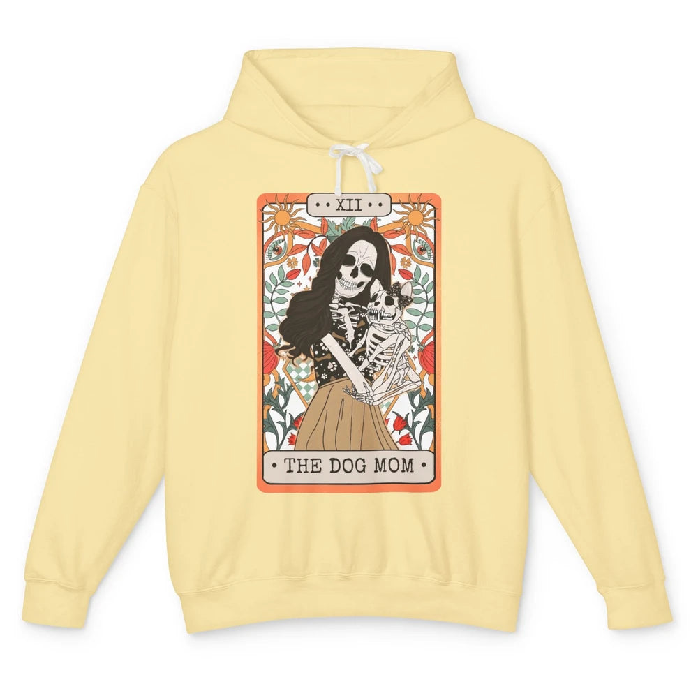 Retro Skeleton Tarot Card The Dog Mom Halloween Dog Lovers Unisex Lightweight Hoodie