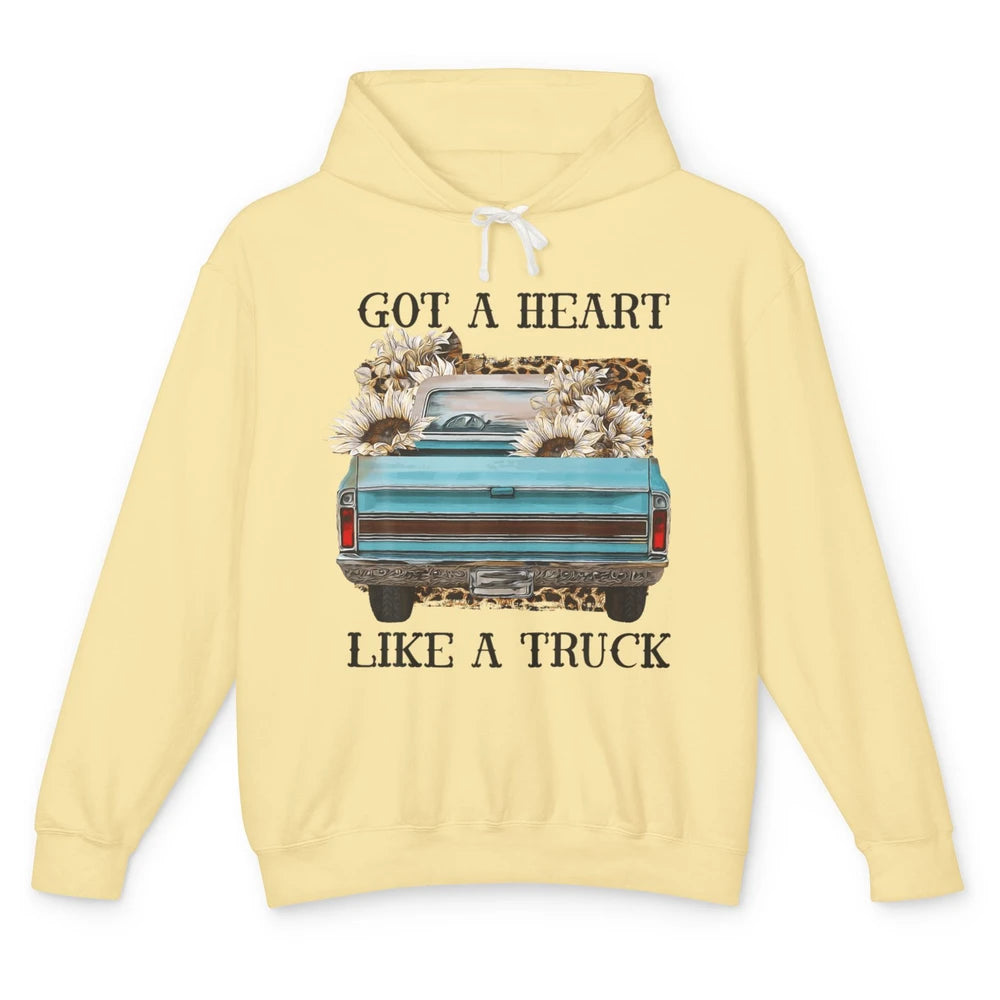 Got Heart Like Truck Sunflower Leopard Western Country Farm Unisex Lightweight Hoodie