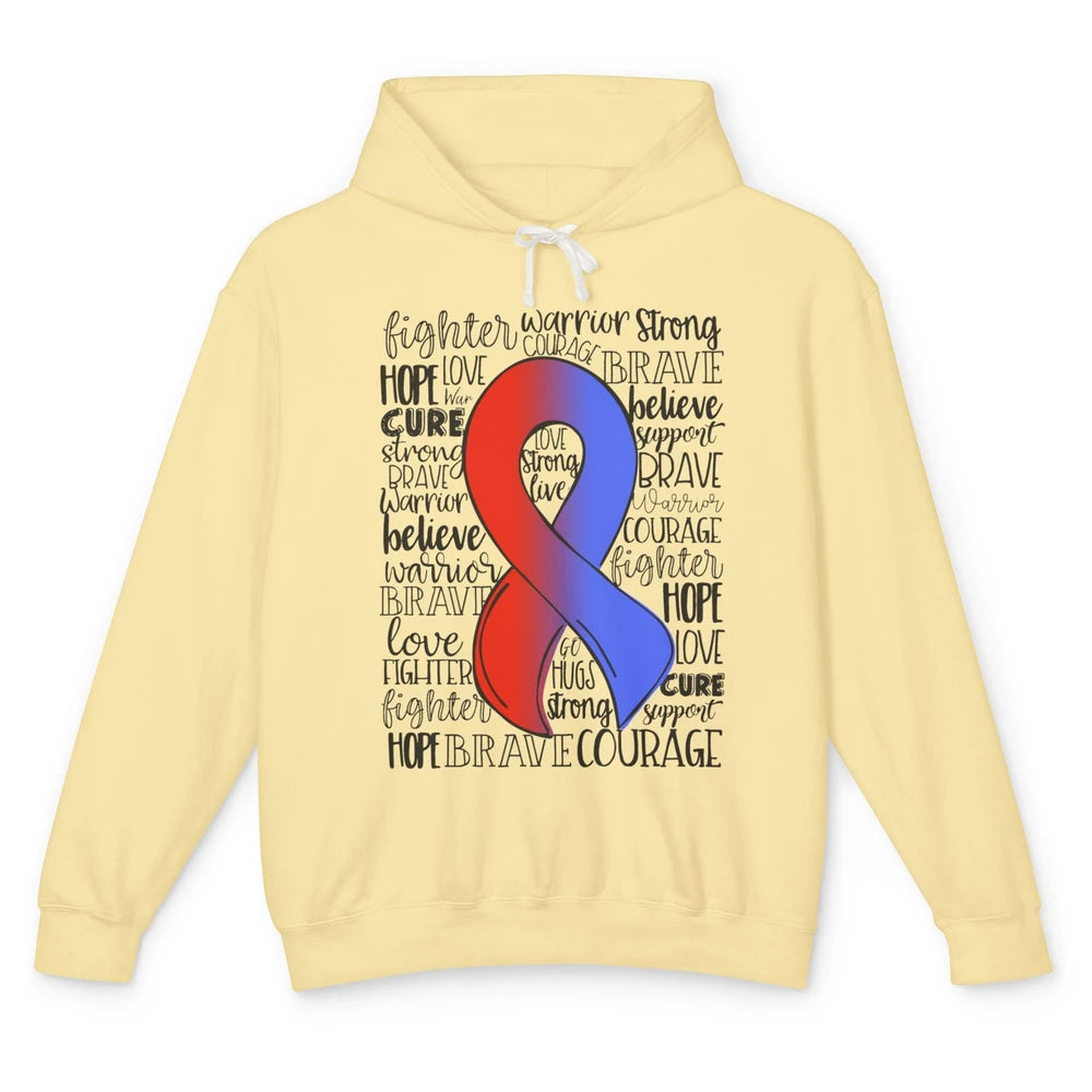 Hypoplastic Left Heart Syndrome Red Blue Ribbon Hope Love Unisex Lightweight Hoodie