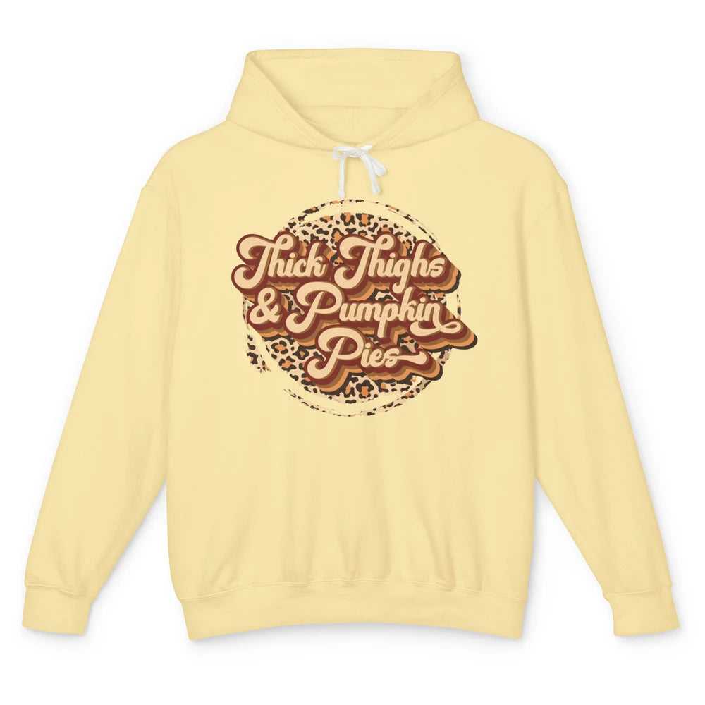 Leopard Thick Thighs and Pumpkin Pie Thanksgiving Halloween Unisex Lightweight Hoodie