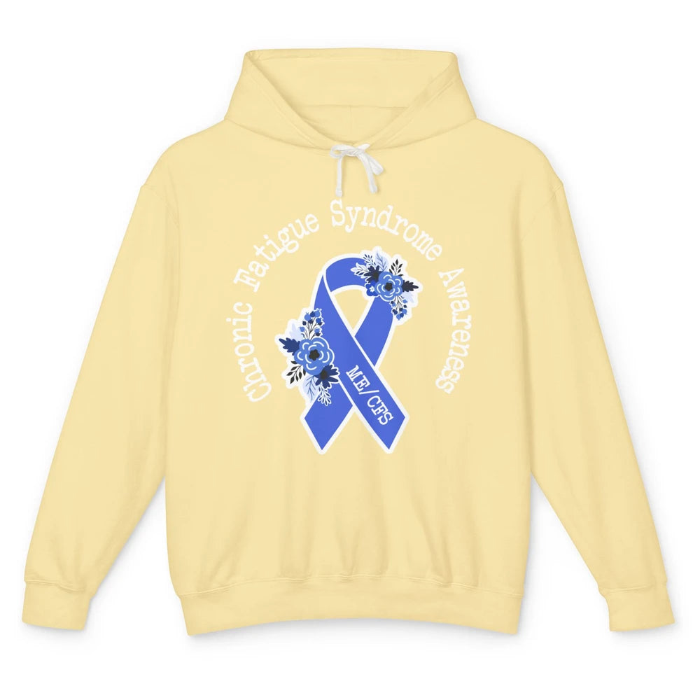 ME/CFS Chronic Fatigue Syndrome Awareness Floral Blue Ribbon Unisex Lightweight Hoodie