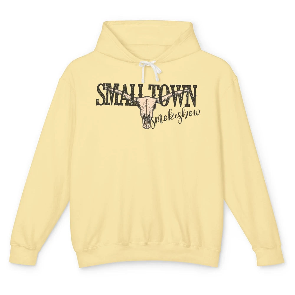 Boho Bull Skull Small Town Smokeshow Western Country Cowgirl Unisex Lightweight Hoodie