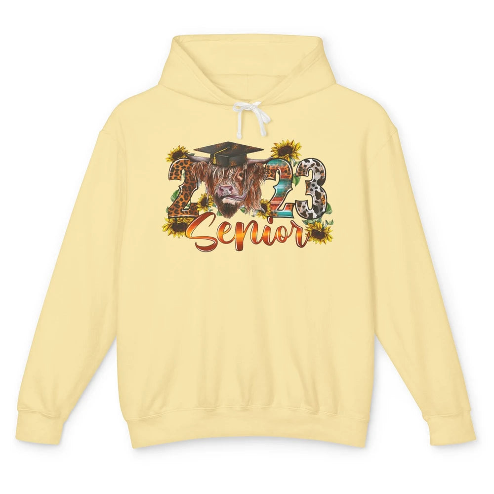 Senior 2023 Highland Cow Western Graduation Gift Class 2023 Unisex Lightweight Hoodie