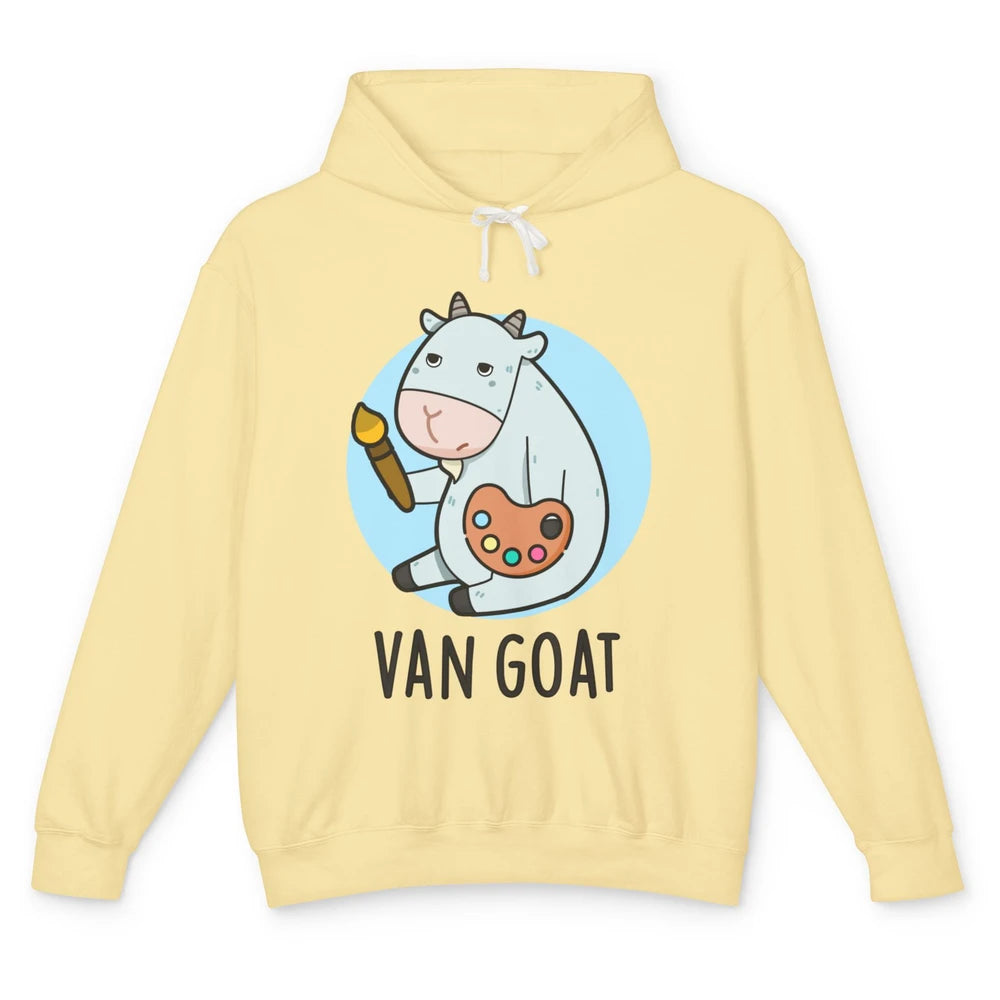 Funny Van Goat Humor Cute Farm Animal Artist Pun Sarcastic Unisex Lightweight Hoodie