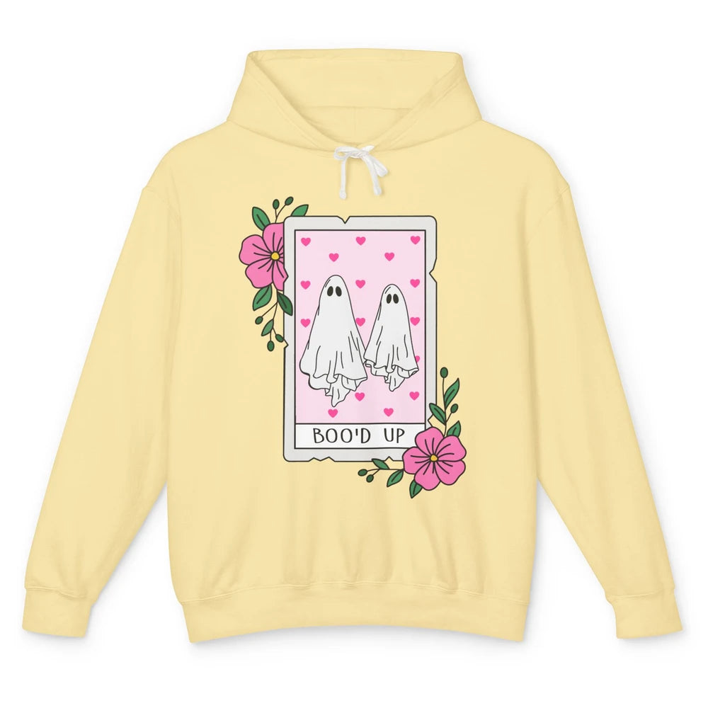 Floral Bood Up Tarot Card Valentines Day Spooky Ghost Couple Unisex Lightweight Hoodie