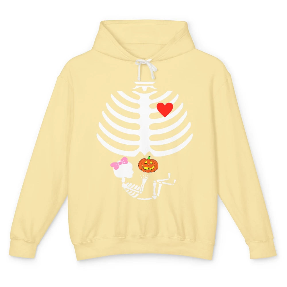 Baby Girl Skeleton Pregnancy Reveal Halloween Mom Costume Unisex Lightweight Hoodie