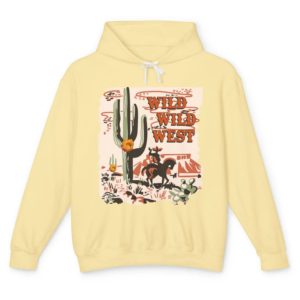 Retro Cowboy Wild Wild West Desert Cactus Western Cowgirl Unisex Lightweight Hoodie