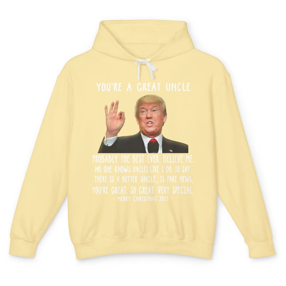 Funny Trump Speech Great Uncle Merry Christmas Uncle Gift Unisex Lightweight Hoodie