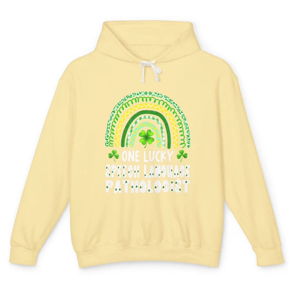 Lucky Speech Language Pathologist SLP Rainbow St Patrick Day Unisex Lightweight Hoodie