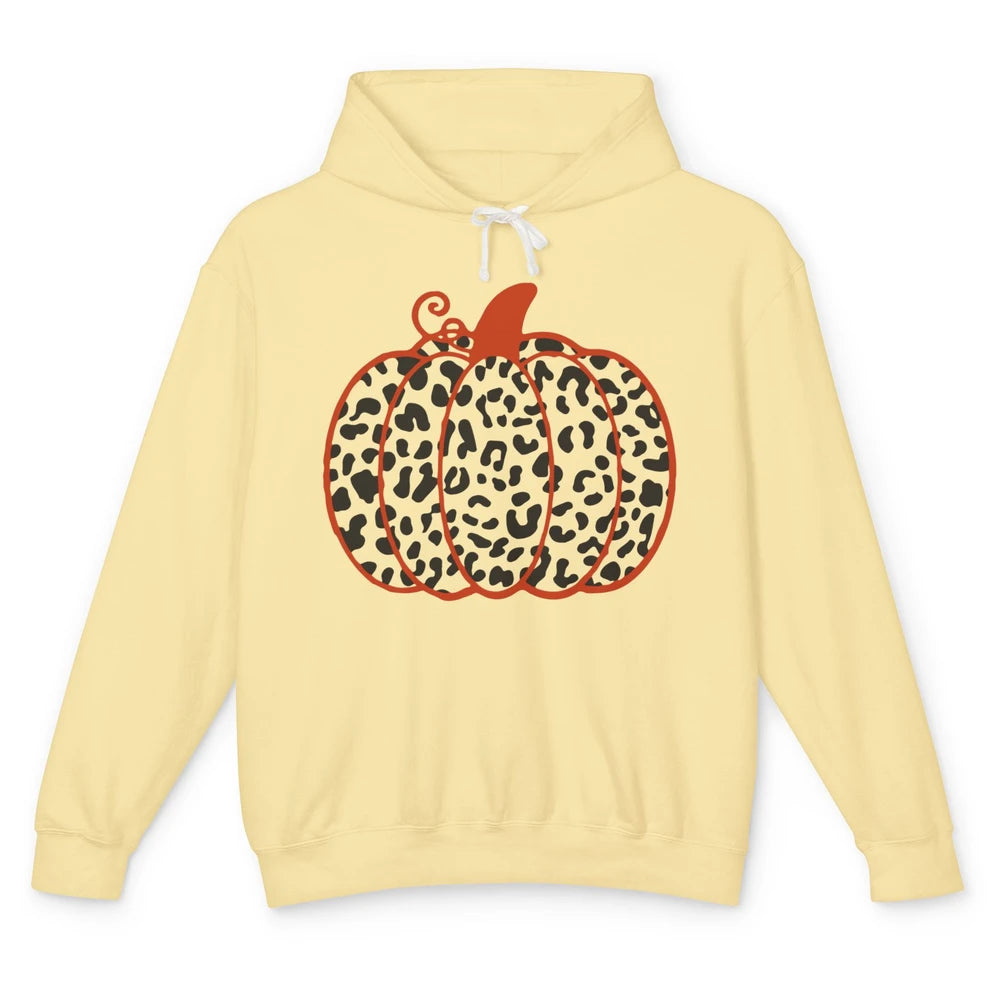 Pumpkin Leopard Fall Autumn Cheetah Pumpkin Thanksgiving Unisex Lightweight Hoodie